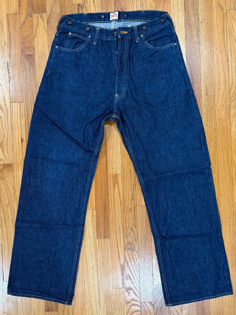 Chinala Straight Fit Selvedge  Back Buckle Denim Jeans